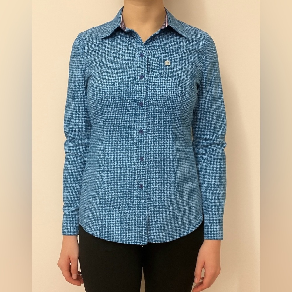 Cinch Blue Pattern Western Print Long Sleeve Flip Cuff Shirt Size M NWOT
